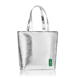 NWT Clinique Silver & Green Limited Edition Puffy Tote Bag